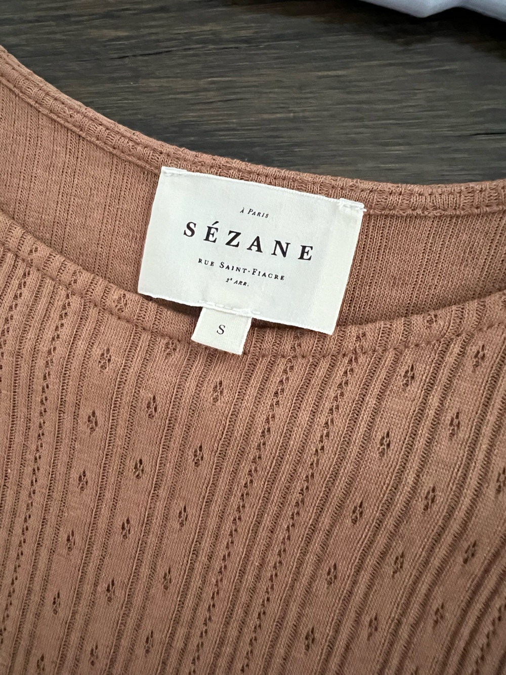 Sezane Clea T-Shirt in Coffee Sz S - Picture 4 of 8